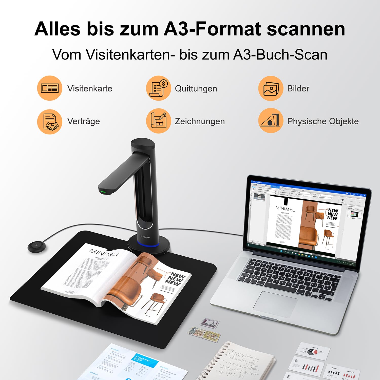 Amazon | VIISAN K48 ブックスキャナー:48MP出力、ノートパソコン